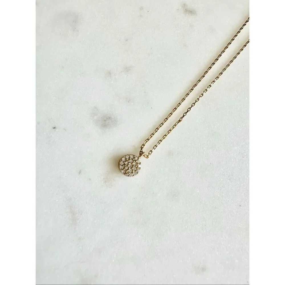 Delicate cubic zirconia gold color pendant necklace